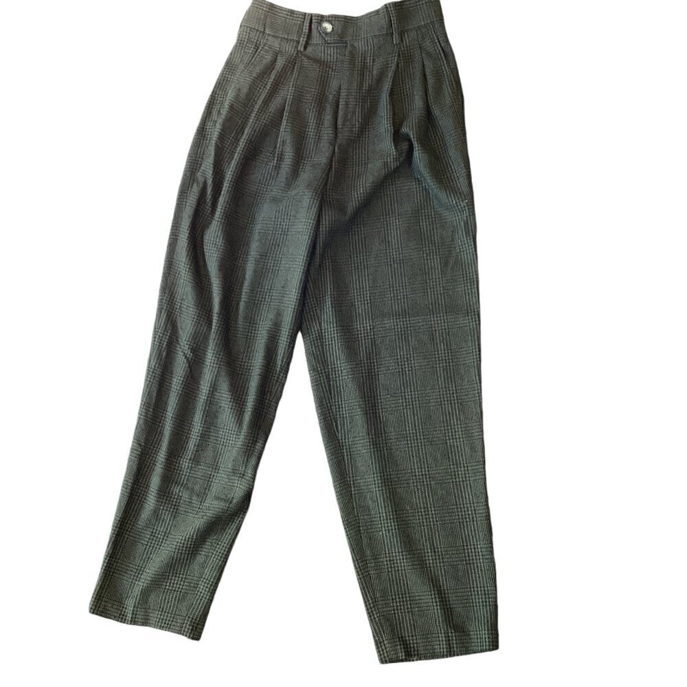 ASOS‎ Design Pleated Trouser Pants Olive Green & Black Glen Plaid 28x30 #314F